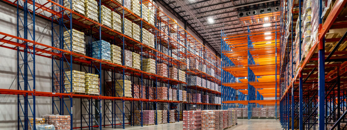 cold food storage in racks in the warehouse