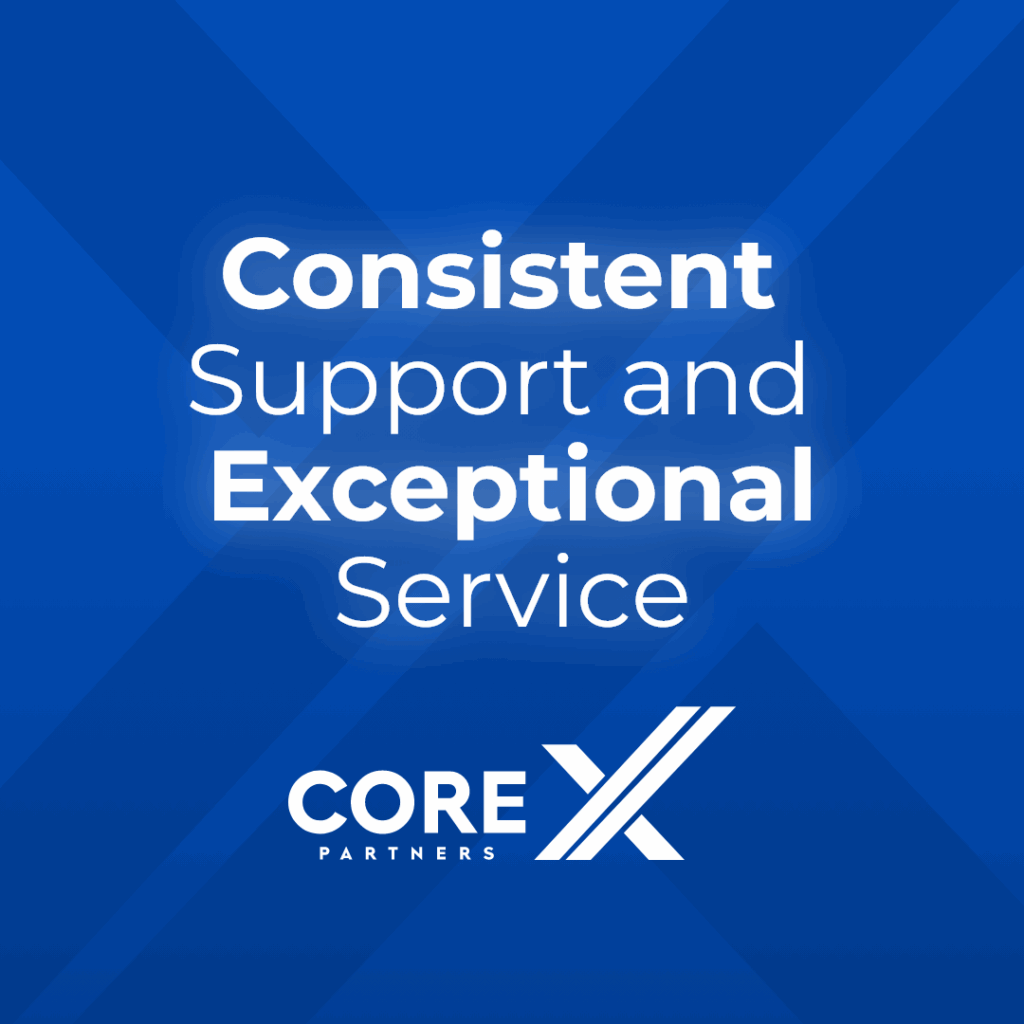 best service on blue background with CORE X branding
